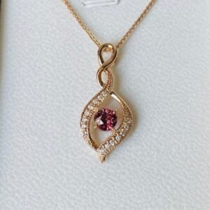 Padparadscha Pendant Set in Rose Gold with Diamonds